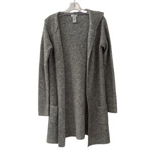 Sundance Gray & White Long Cardigan Sweater With Hood